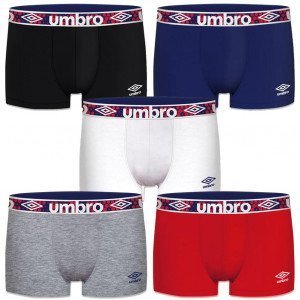 UMBRO 5 Boxers Homme Coton UMBCEX5ASS1 Noir Bleu Blanc Gris Rouge