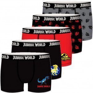 JURASSIC WORLD Lot de 5 Boxers Garçon Coton BCX5LOT 1 Noir Rouge