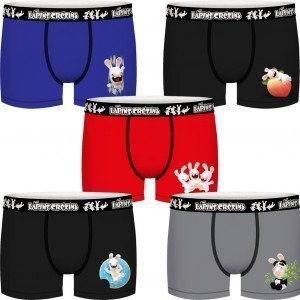 LAPINS CRETINS Lot de 5 Boxers Garçon Coton BCX5LOT 1 Gris Noir