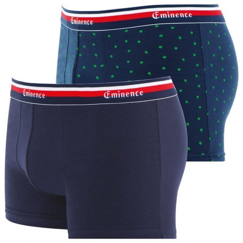 EMINENCE 2 Boxers Homme Coton NOUVELLE VAGUE Marine Imprimé Pomme