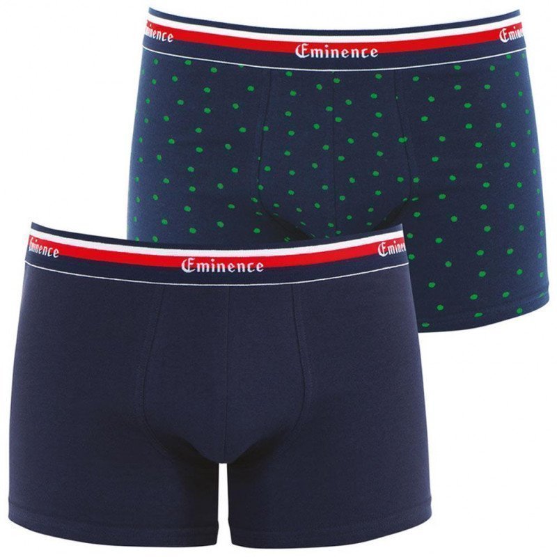 EMINENCE 2 Boxers Homme Coton NOUVELLE VAGUE Marine Imprimé Pomme