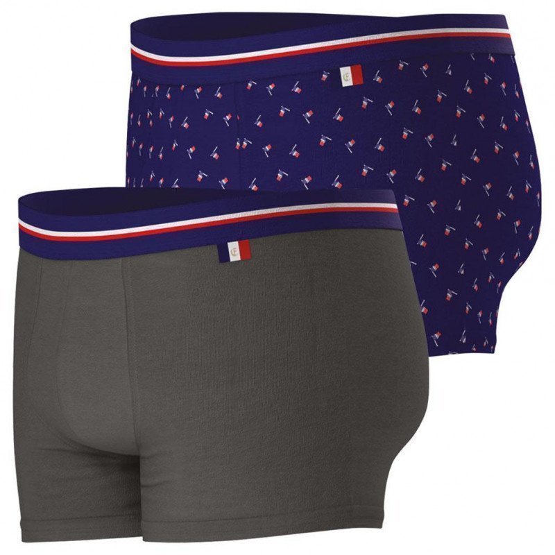 EMINENCE Lot de 2 Boxers Homme Coton FAIT EN FRANCE Anthracite Drapeau