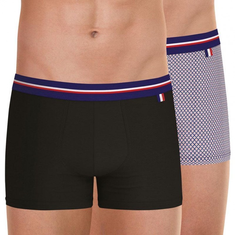 EMINENCE Lot de 2 Boxers Homme Coton FAIT EN FRANCE Noir Cocarde