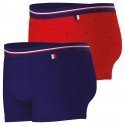 EMINENCE 2 Boxers Homme Coton FAIT EN FRANCE Marine Imprimé Coq