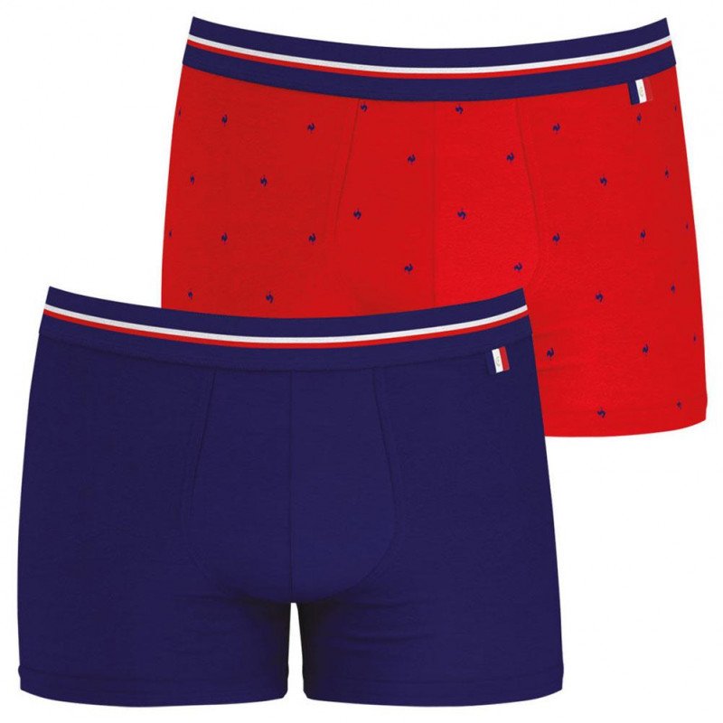 EMINENCE Lot de 2 Boxers Homme Coton FAIT EN FRANCE Marine Imprimé Coq