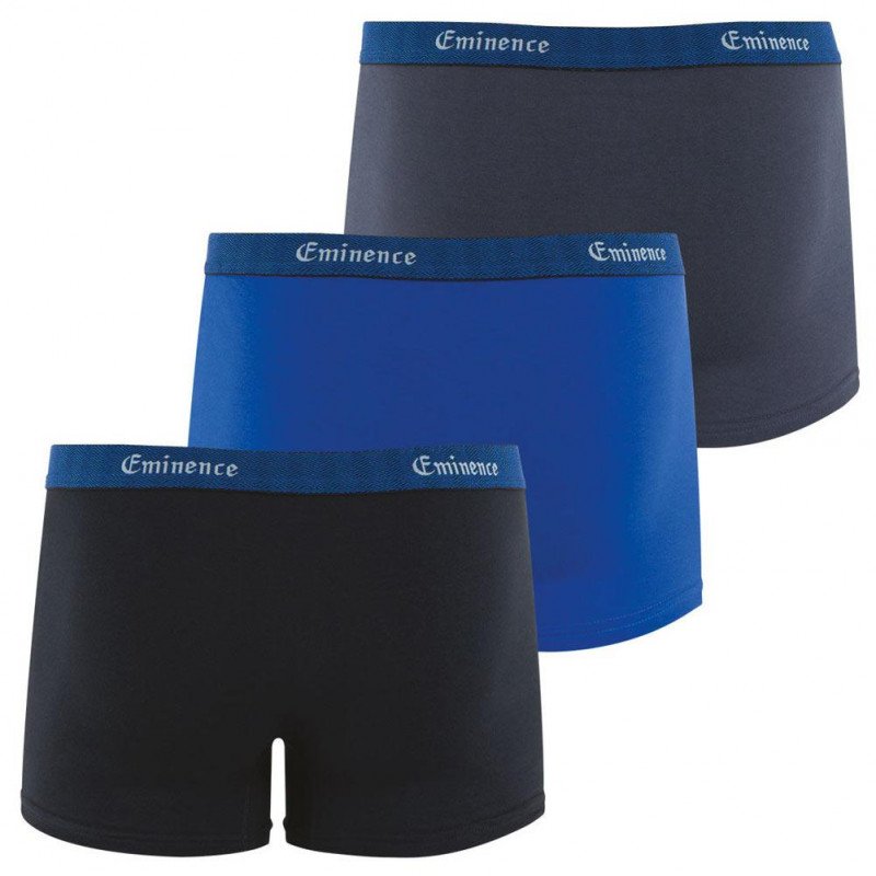 EMINENCE Lot de 3 Boxers Homme Coton Bio SELECTION Noir Bleu Anthracite