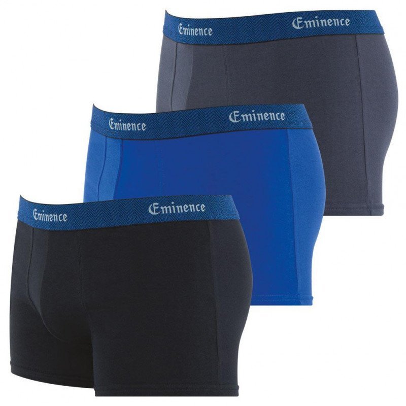 EMINENCE Lot de 3 Boxers Homme Coton Bio SELECTION Noir Bleu Anthracite