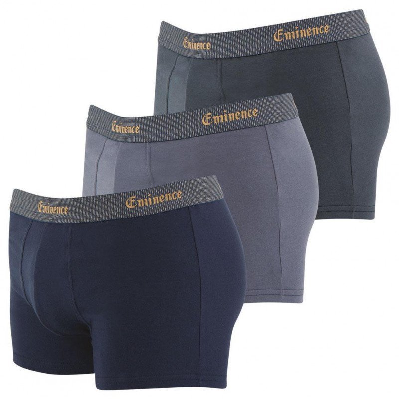 EMINENCE Lot de 3 Boxers Homme Coton Bio SELECTION Marine Gris Anthracite