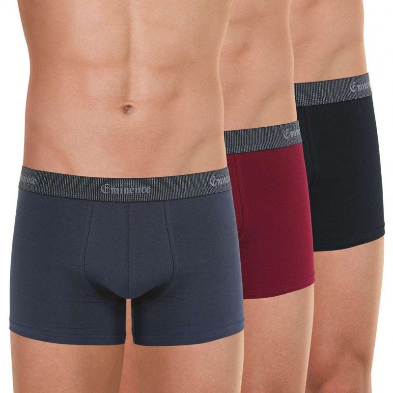 EMINENCE Lot de 3 Boxers Homme Coton Bio SELECTION Anthracite Bordeaux Noir