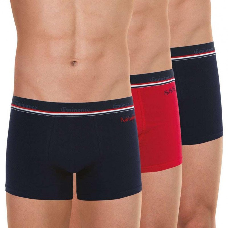 EMINENCE Lot de 3 Boxers Homme Coton COCORICOOL Marine Rouge Marine