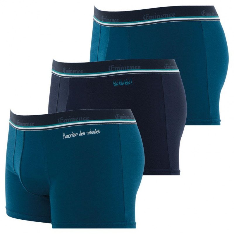 LOT DE 3 Boxer Sous-vêtements Homme COCORICOOL Bleu et Marine