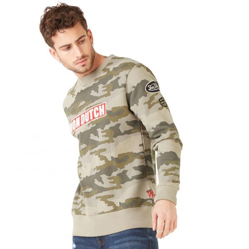 VON DUTCH Sweat Homme Coton CLINT Camo Kaki