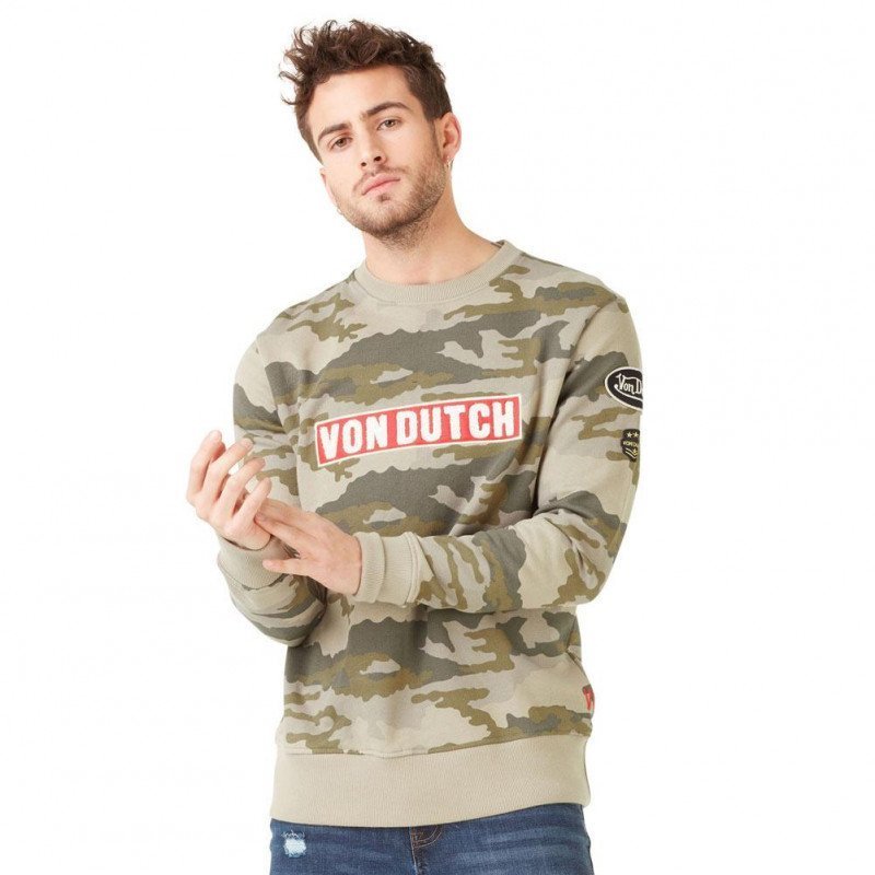 VON DUTCH Sweat Homme Coton CLINT Camo Kaki