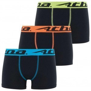 ATHENA Lot de 3 Boxers Garçon Coton TRIOCHOC Noir ceinture Bleu Orange Vert