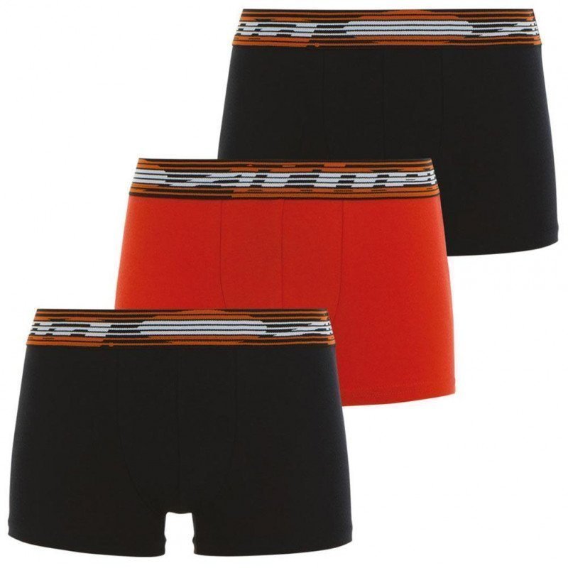 ATHENA Lot de 3 Boxers Garçon Coton SPORTPACK Noir Orange Noir