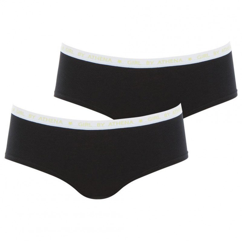 LOT DE 2 Boxer Sous-vêtements Fille DUOGIRL Noir et Jaune