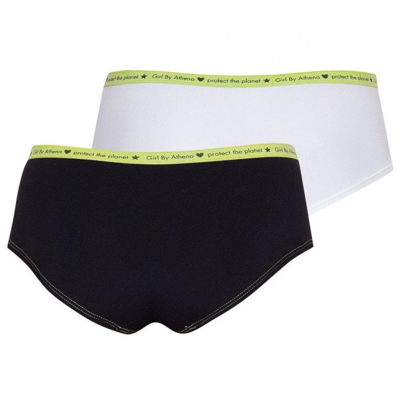 ATHENA Lot de 2 Boxers Fille Microfibre recyclée DUOGIRL Noir Blanc