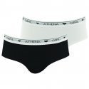 ATHENA Lot de 2 Boxers Fille Coton BASIC Noir Blanc