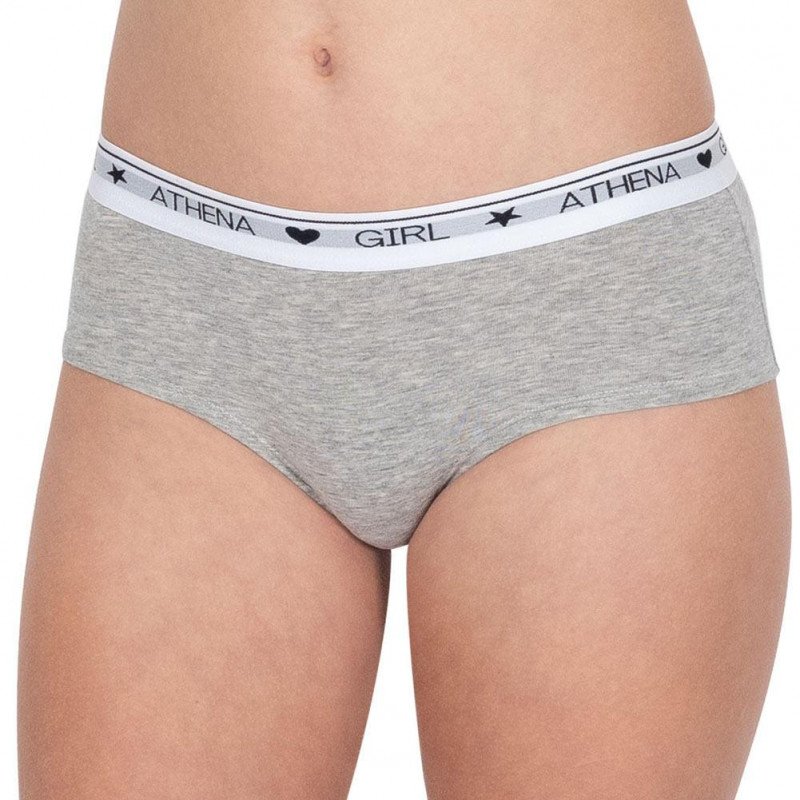 ATHENA Lot de 2 Boxers Fille Coton BASIC Blanc Gris chiné