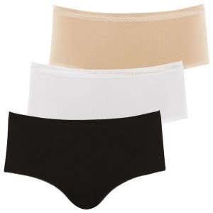 ATHENA Lot de 3 Boxers Femme Coton POCKETS Noir Blanc Beige