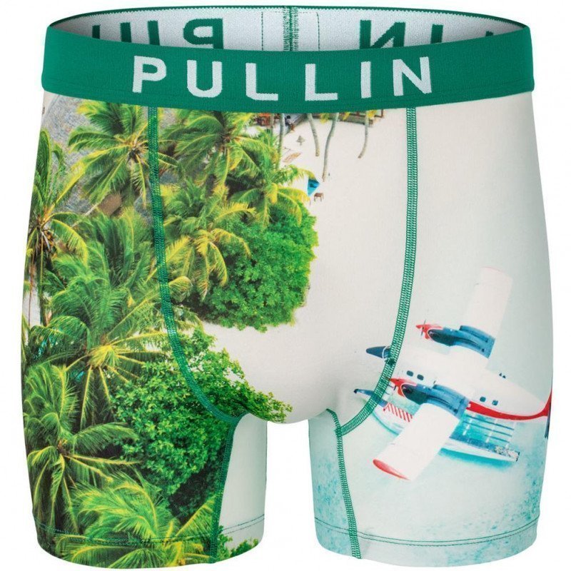 PULL IN Boxer Long Homme Microfibre AIRPULLIN Blanc Vert