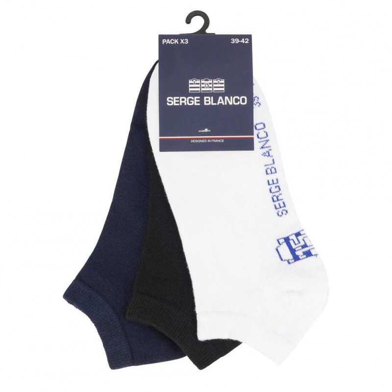 LOT DE 3 Socquettes Chaussettes Homme ASS2 Noir et Blanc