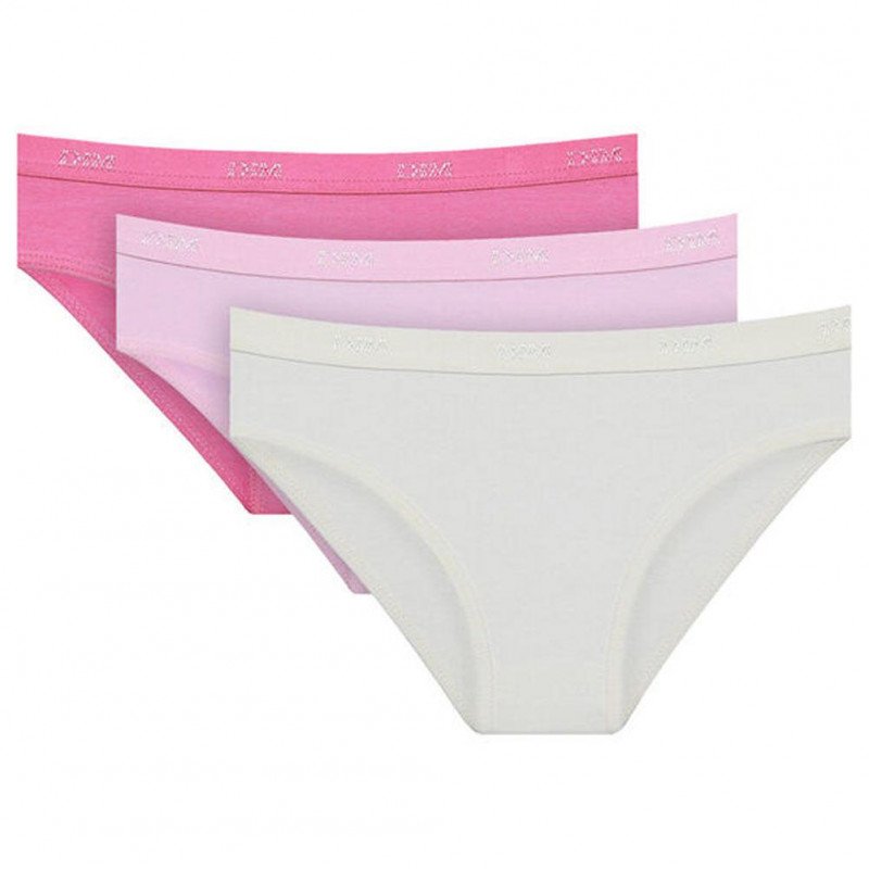 DIM Lot de 3 Shortys Fille Coton POCKETS Rose Rose pâle Blanc