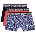 DIM Lot de 3 Boxers Garçon Coton MODE Blocks Orange Navy