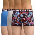 DIM Lot de 3 Boxers Garçon Coton MODE Words Gris Bleu