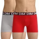 DIM Lot de 2 Boxers Garçon Coton CLASSIC Rouge Gris