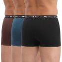 DIM Lot de 3 Boxers Homme Coton STRETCH Noir Brun Fauve Bleu