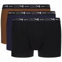 DIM Lot de 3 Boxers Homme Coton STRETCH Noir Bleu Denim Marron