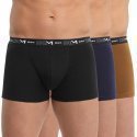 DIM Lot de 3 Boxers Homme Coton STRETCH Noir Bleu Denim Marron