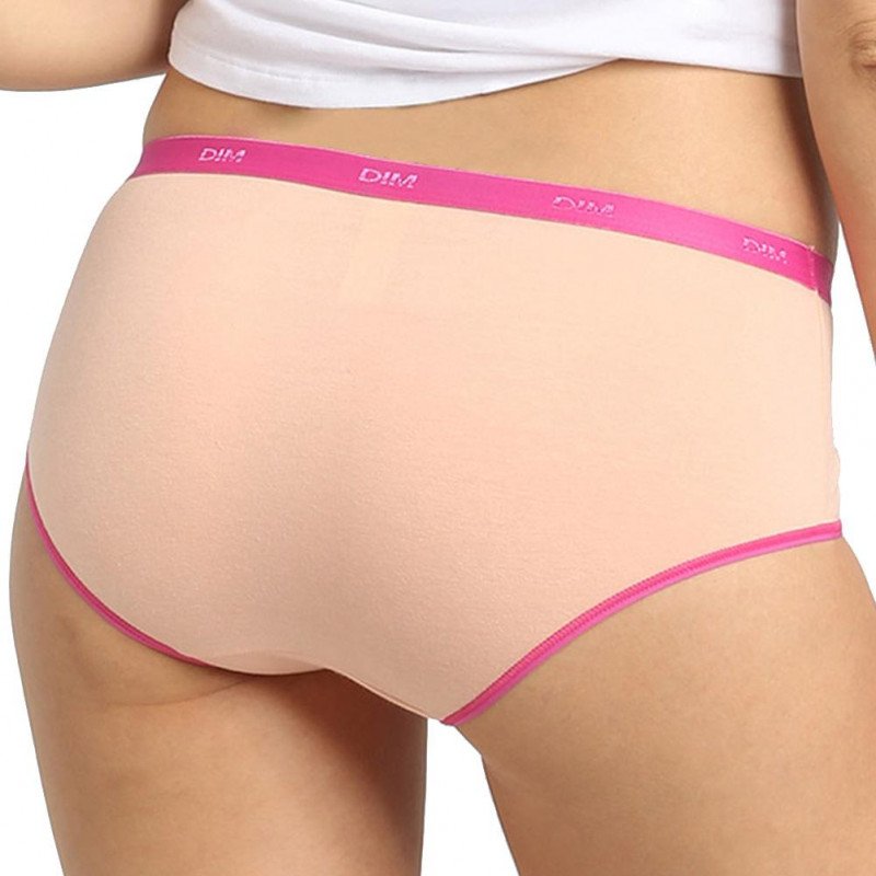 DIM Lot de 3 Boxers Femme Coton ECODIM Rose Gris Nacre