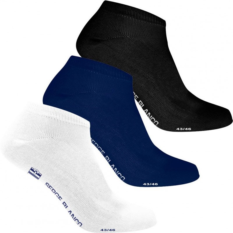 SERGE BLANCO Lot de 3 paires de Socquettes Homme Coton ASS2 Blanc Noir Marine