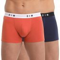 DIM Lot de 2 Boxers Homme Coton STRETCH Orange Bleu Denim