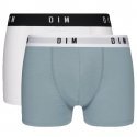 DIM Lot de 2 Boxers Homme Coton STRETCH Bleu Fumé Blanc