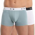 DIM Lot de 2 Boxers Homme Coton STRETCH Bleu Fumé Blanc