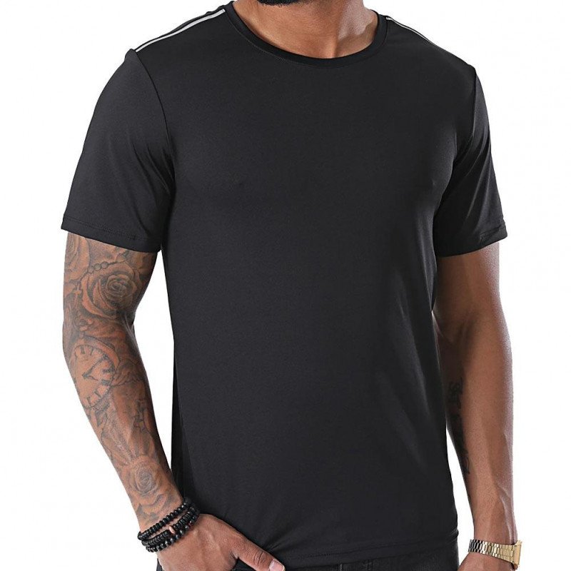T-shirt manches courtes col rond Homme SPORT Noir et Uni