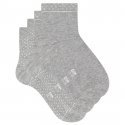 DIM 2 paires Socquettes Femme Bio GREEN Gris Clair Chiné Pois