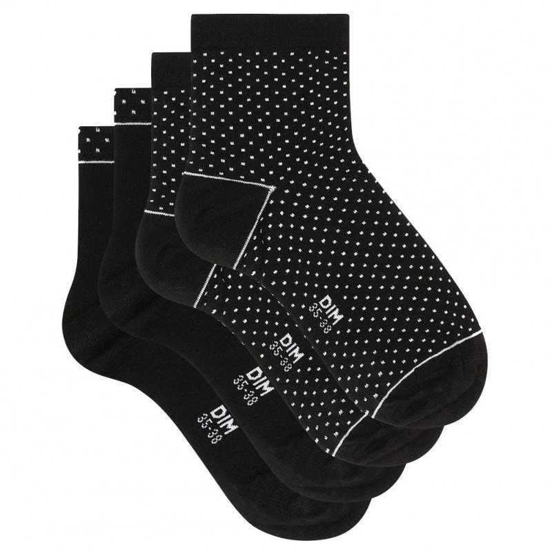 LOT DE 2 Socquettes Chaussettes Femme GREEN Noir et Uni