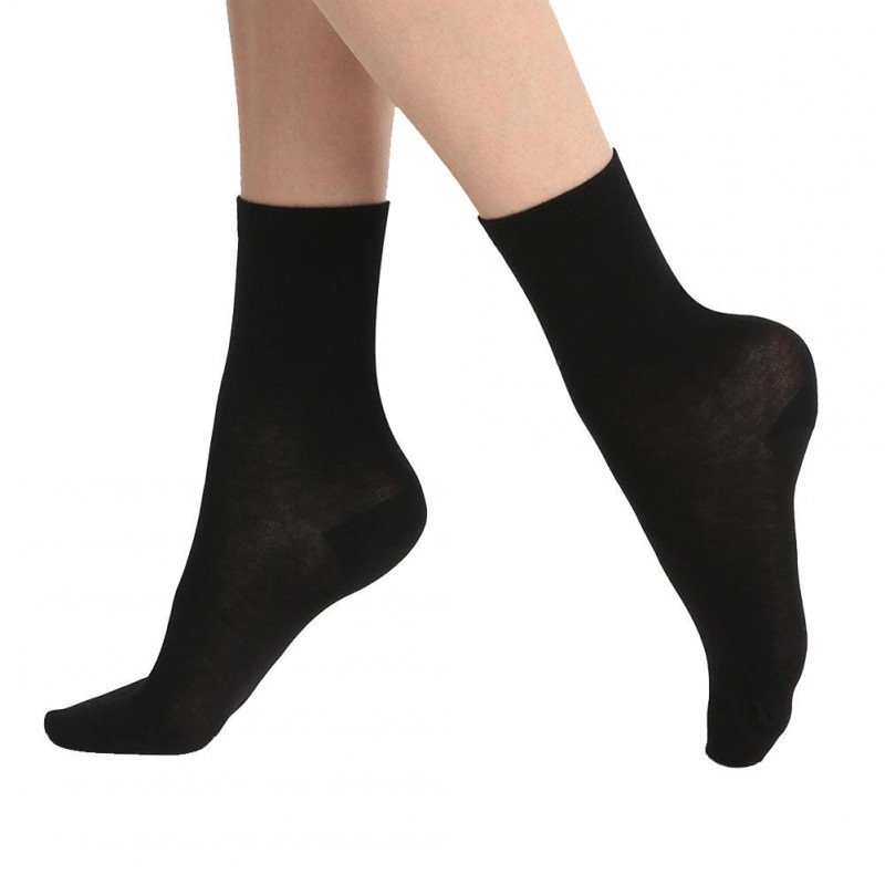 DIM Lot de 2 paires de Chaussettes Femme Coton Bio GREEN Noir