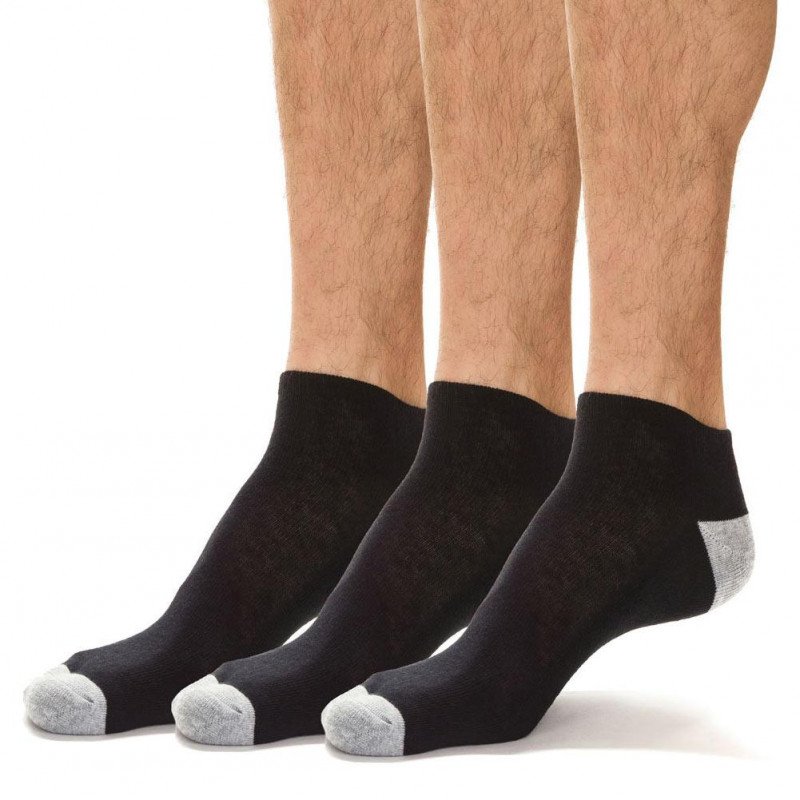 LOT DE 3 Socquettes Chaussettes Homme SPORT Noir et Uni