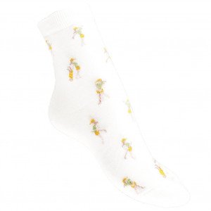 LES LIMOUSINES Mi-Chaussettes Femme Coton GOLF Blanc