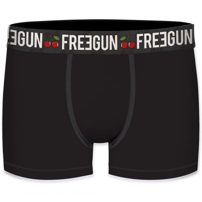 FREEGUN Lot de 2 Boxers Homme Coton bio BCBX2 CERISE Noir Rouge