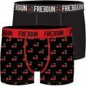 FREEGUN Lot de 2 Boxers Homme Coton bio BCBX2 CERISE Noir Rouge