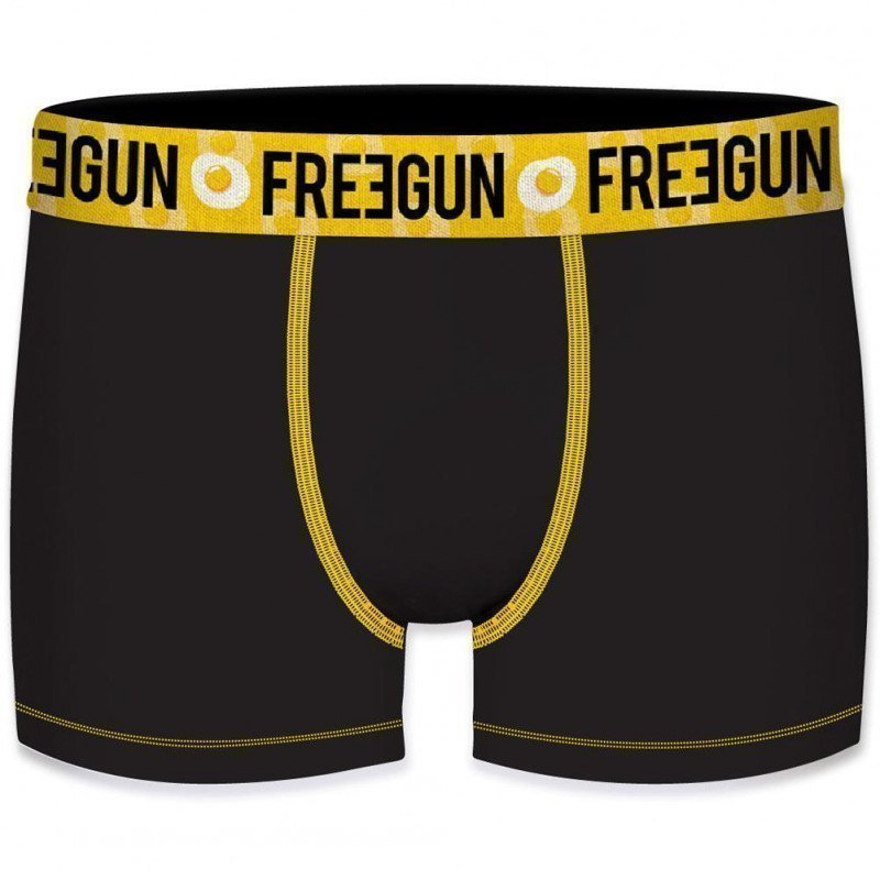 FREEGUN Lot de 2 Boxers Homme Coton bio BCBX2 OEUFS Noir Jaune