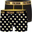 FREEGUN Lot de 2 Boxers Homme Coton bio BCBX2 OEUFS Noir Jaune