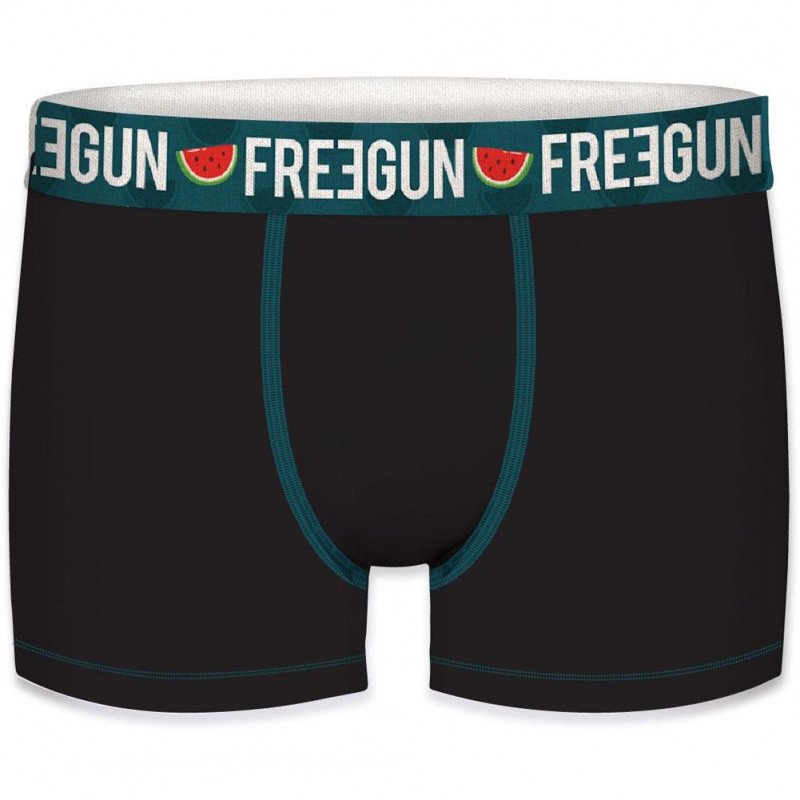 FREEGUN Lot de 2 Boxers Homme Coton bio BCBX2 PASTEQUE Noir Rouge Bleu