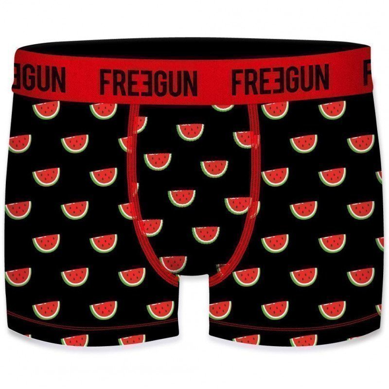 FREEGUN 2 Boxers Homme Coton bio BCBX2 PASTEQUE Noir Rouge Bleu